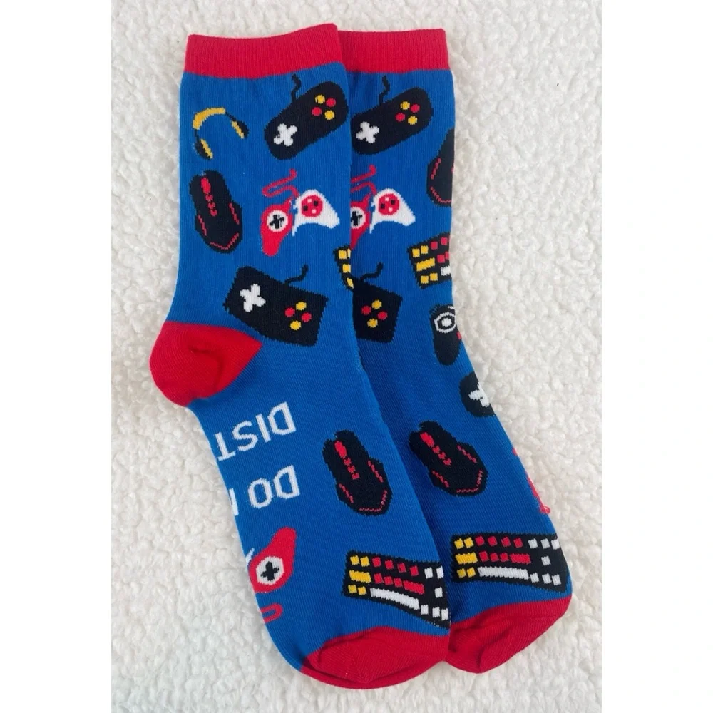 (NWOT) Blue/Red Novelty Gamer Tall Socks